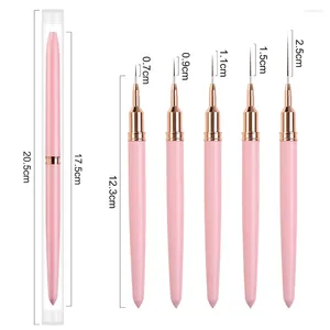 Nail Art Kits 5pcs Professional Brush Set Double-Ended Brushes For Long Lines Thin Liner Nails Detail