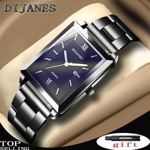 Wristwatches Luxury Men Top Brand Fashion Quartz Wrist Silver Full Stainless Steel Chain Wristband + Tool Business Men Reloj d240430