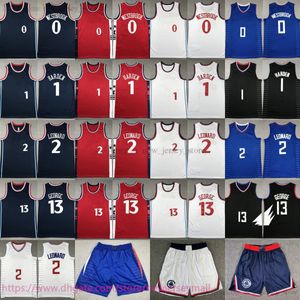 Custom XS-6XL 2 Kawhi Leonard Jersey 2024-25 Новый баскетбол 13 Пол Джордж Уэстбрук Джеймс Харден Шорты с петлями черно-белые синие спортивные рубашки