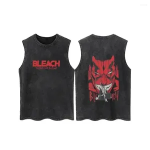 Men's Tank Tops Anime Bleach Men Women Zaraki Kenpachi Printed Sleeveless Tshirt Cotton Graphic Punk Harajuku Tees Y2K Clothes