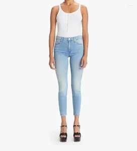 Women's Jeans 2024 Summer Denim Pants Light Blue Mid-waist Elasticity Slim Women