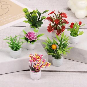 Decorative Flowers Plants Potted Mini Plastic Landscape Decorations Desktop Layout Fake Green Plant Models