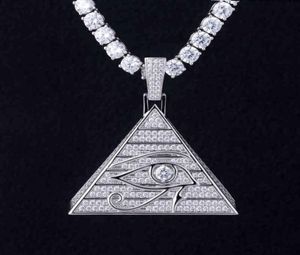 New Horus Eye Pyramid Hip Hop Necklace Pendant egyptiska triangelsmycken3583414