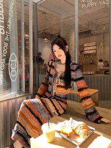 Casual Dresses E Streetwearmaxi Es For Women Rsvppap Officials Store W4M Maillard Gradient Sweater Women's Long Knit Slip Fashion Set Dre