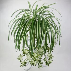 Decorative Flowers Artificial Chlorophytum Silk Flower Orchids Green Plants Wall Mount Simulation Rattan Living Room Decor