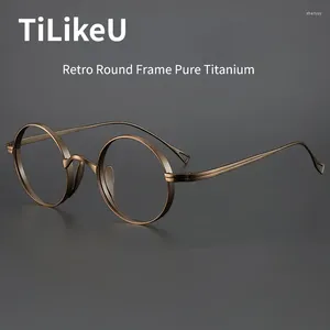 Solglasögon ramar japanska designers Pure Titanium glasögonram retro små runda glasögon män kvinnor myopia optiocs recept