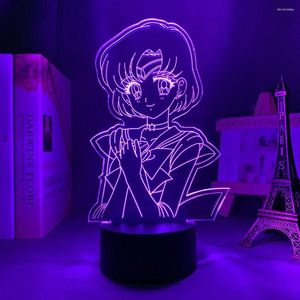Nachtlichter 3D -Lampe Anime Quecksilber für Schlafzimmer Dekor leichte Kinder Geburtstag Geschenk Manga LED -Bett