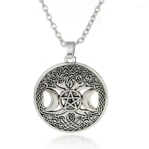 Hänge halsband gotiska trippelmåne gudinnan wicca pentagram magi amulet halsband kvinnors träd av liv choker hängen vintage smycken gåva