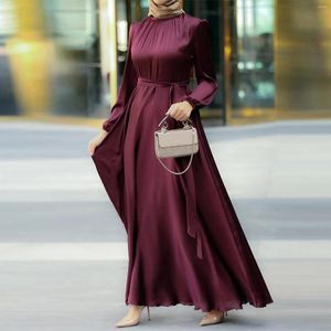 Etnik Giysiler Kadın Müslüman Elbiseler 2024 Moda Sonbahar Sundress Saten Parti Vestidos Zarif Uzun Kollu Maksi Elbise Kereste Robe Türkiye