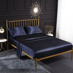 Wysokiej klasy satynowy zestaw złoża łóżka Rayon Zamontowana wysokość 35 cm płaskie poduszki poduszki Queen King pościel 240425