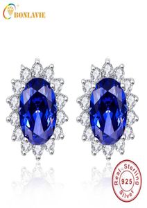 Bonlavie 3ct Blue Tanzanite Серьги роскошная Kate Princess 925 Серьмы свадебных сережков стерлингового серебра Бринкос D18926017263426