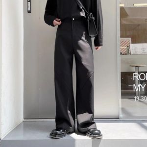 Mäns kostymer Syuhgfa Suit Pants Wide Leg Solid Color Zipper Pocket Casual Trousers 2024 Summer Fashion Tide Temperament