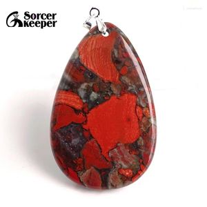 Pendant Necklaces Natural Gem Stone Bloodstone Fit DIY Necklace Water Drop Slide Healing Crystals Beads For Women Men Jewelry Making BC222