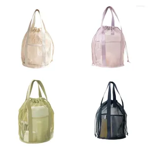 Storage Bags Travel Mesh Cosmetic Bag Foldable Casual Drawstring For Swimming Pool D08D