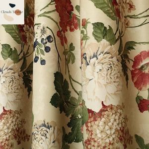 European Style Curtains for Living Dining Room Bedroom American Pastoral Flowers Printing Door Window Curtain Decor 240429