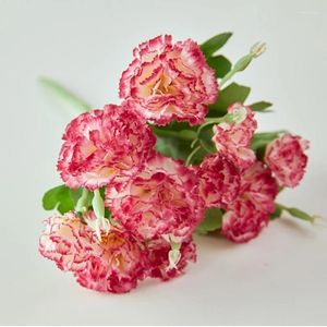 Decorative Flowers Artificial Silk Flower Carnations Bouquet Home Garden Decor Bridal Wedding Holding For Mother's Day Gift Table Decoration