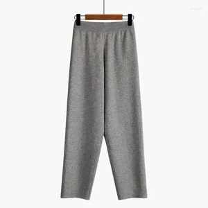 Calça feminina meninas de inverno malha de cintura alta slim harém mulheres cortadas calças de malhas grossas casuais calças de moletom longas