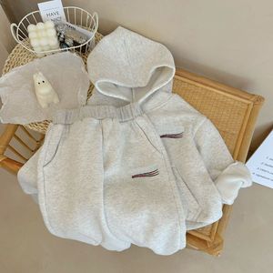 Autumn Winter Kids Designer Clothes Letter Baby Hooded Sweater Clothing Set Boys Girls Pure Cotton Sweater Baby Clothes Two Piece