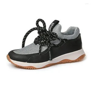 Fitness Ayakkabıları Four Seasons 2024 Kadın Ağır Dökümlü Danteller Up Nefes Alabilir Sıradan Kadın Ayakkabı Siyah Pembe Örgü Yüzey Sabit