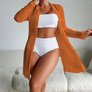 Kącik kąpielowy z krótkim rękawem dla kobiet dla kobiet w rozmiarze seksowne 3 bikini set set Triangle Swim Shorts and Top