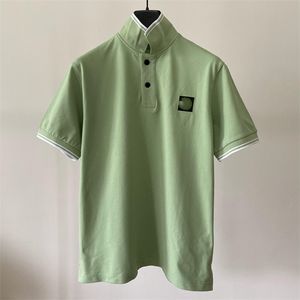 Stone Men Summer Business Polo Ins Style Pure Cotton Casual Golf T-Shirt Embroidery Label Lapel Short Sleeve Clothes LJ04