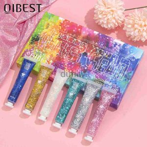 Body Glitter Qibest Eye Glitter Paznokcie Włosy twarz Body Glitter Gel Art Flash Heart Loose cekin krem ​​festiwal brokatowy festiwal imprezowy D240503