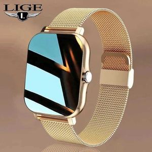 ساعة Wristwatches Lige 2024 Smart for Men Women Gift Full Touch Screen Sports Fitness ES Bluetooth مكالمات رقمية معصم ذكي D240430