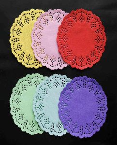 100st 55 -tums papperskuddar Runda bordsartiklar Placemats Färgglada tårta förpackningar Doilies Craft Wedding Christmas Table Decor Y1212178021