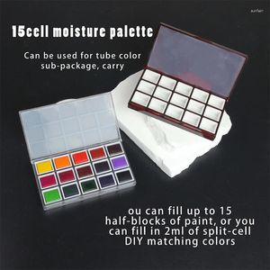 Storage Bottles 15 Grids Sealed Moist Portable Watercolor Pigment Box With Half Pans For Oil Acrylic Gouache Paint Subpackage