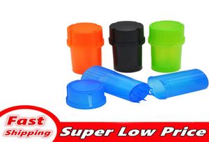 cheapest Plastic 2 in 1 Tobacco Grinder Bottle Style Crusher Herbal Herb Spice Grinding Crusher Airtainer Storage Container Case9708253