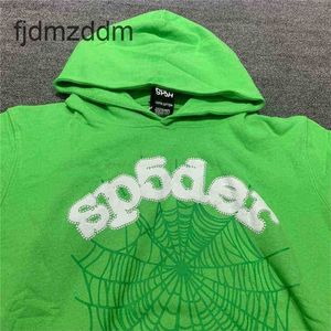 Mens Hoodies Sweatshirts Green Foam Printing Spder Young Thug Angel Hoodie Men Women Spider Web Pattern Pullover y U5cm