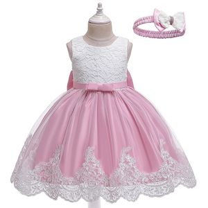 Baby Girl Dress Bow Tutu Dress 0-10 Year Girl Wedding Birthday Party Princess Dresses Kids Lace Gown Costume Clothing Vestidos 240430