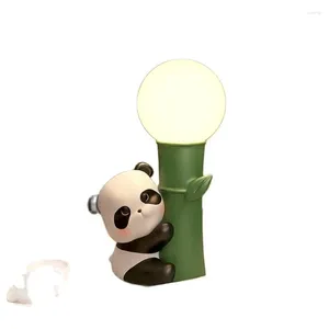 Bordslampor tecknad söt panda lampa sängen barn rum sovrum nattlampor led sömnprydnad födelsedagspresentbelysning