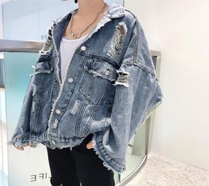 Wiosna jesień 2020 HARAJUKU JEANS KUSZCZE KOBIETY LUSKIE VINTAGE ROCED TRADED JENIM JACKI LABIES Punk Streetwear Coats unisex cy2006990282