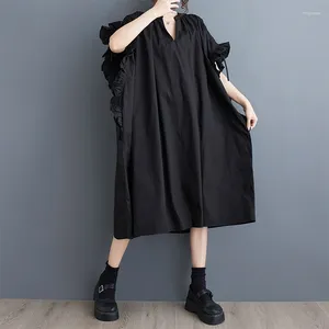 Vestidos de festa corea japonesa estilo v retalhos de retalhos de votos comestível árvore chic da garota escura preto vestido de verão de verão feminino casual