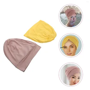 Berets 2 PCs Chemotherapie Schlafhut dehnbare Turbankappen Baumwollgetränke Haushalt Satinfutter Schlafen