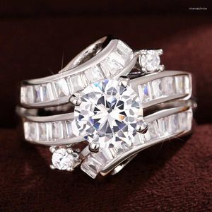 Anéis de casamento Huitan Noble for Women Luxo pavimentado brilhante zirconia cúbica Bandas de moda moderna acessórios 2024 jóias