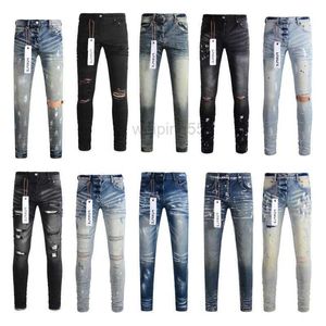 Men's Jeans Purple Jeans Designer Jeans for Mens Purple Brand Jeans Hole Skinny Motorcycle Trendy Ripped Patchwork Hole All Year Round Slim Legged Sdoucvf19