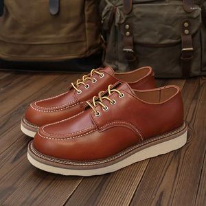 Casual Shoes British Retro's Men's Brown Trend Low-Top Skórzane sznurowane koronkowe zorganizowane Oxfords Young