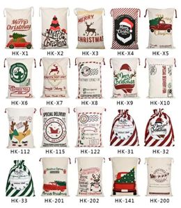 Christmas Decorations Sacks Gift Bags Large Organic Heavy Canvas Bag Santa Sack Drawstring Bag With Reindeers Santa Claus Party5731410