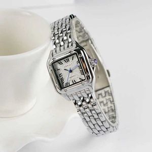 Wristwatches Womens Fashion Plaza 2024 Brand Quartz Watch Classic Silver Simple Steel Band Clock Zegarek Damski H240504
