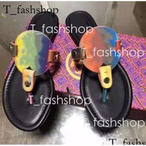 Kadınlar Yaz Miller TB Sandal Plajı Flip Flops Tasarımcı Ayakkabı Terlik Adam Kaydırıcılar Düz Topuk Deri Lady Hediye Loafer Ayakkabı Leopar Baskı Dhgate 176