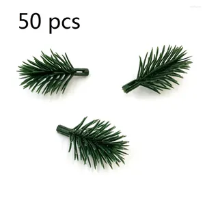 Dekoratif Çiçekler 50 PCS Yapay Çam İğneleri Yeşil Yapraklar Şubeler 4cm/1.57 