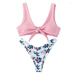 Women's Swimwear Floral Print Knot Adjustable Bikini Sets Two Piece Bathing Suit 2024 Woman Sexy Set