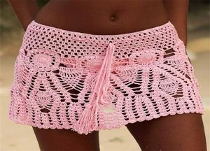 8 Color Hand Crochet Florens Skirt Women Sexy Beach cover up Boho Style elastic waistband 2206183828322