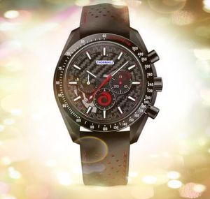 All dials working Stopwatch Men Watch 43mm Luxury Hole Leather Nylon Belt Calendar pilot chronometre Quartz Military Analog Time Chain Clock Table Wristwatch Gifts