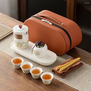 Tee -Sets Tianview Travel Tea Set 1 Pot 4 Tassen Caddy Outdoor Camping Tragbares Schnellbecherbrauen -Teekanne