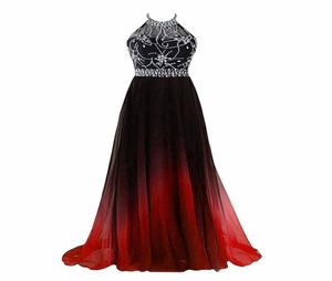 Sexy halbreicher Rückenless Aline Crystal Prom Kleider mit Pailletten Chiffon Plus Size Evening Formal Party Gown BP109073560