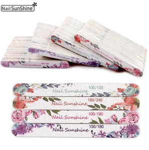 Träslipning Naglar Fil 100st Sandpaper Nail Buffer Files 100120150180240 Tjock Stick Double Sided Printing Flower1090074