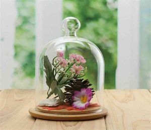 Vasi di decorazioni per la casa Display floreale in vetro Jar coche vaso cupola conservazione immortale base in legno copertura eterna 210913218g8730151
